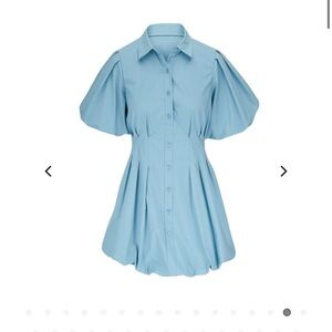 Simkhai Cleo Balloon Pintuck Cotton Poplin Mini Dress